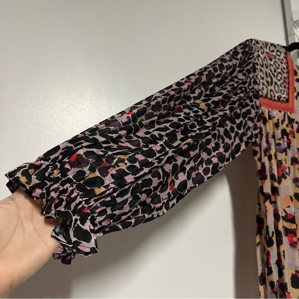 Anthropologie Blank London Joelle Leopard Print Peasant Blouse Size XS - Picture 5 of 8